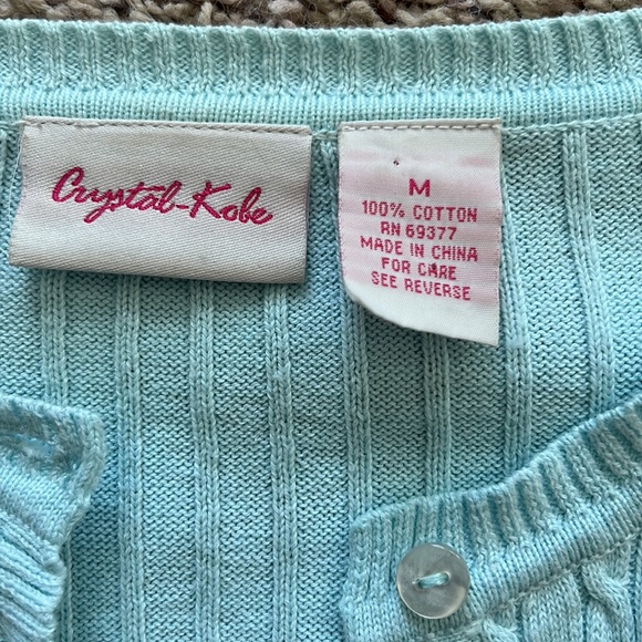 Crystal-Kobe sz M winter blue button-down cardigan sweater - Picture 2 of 3